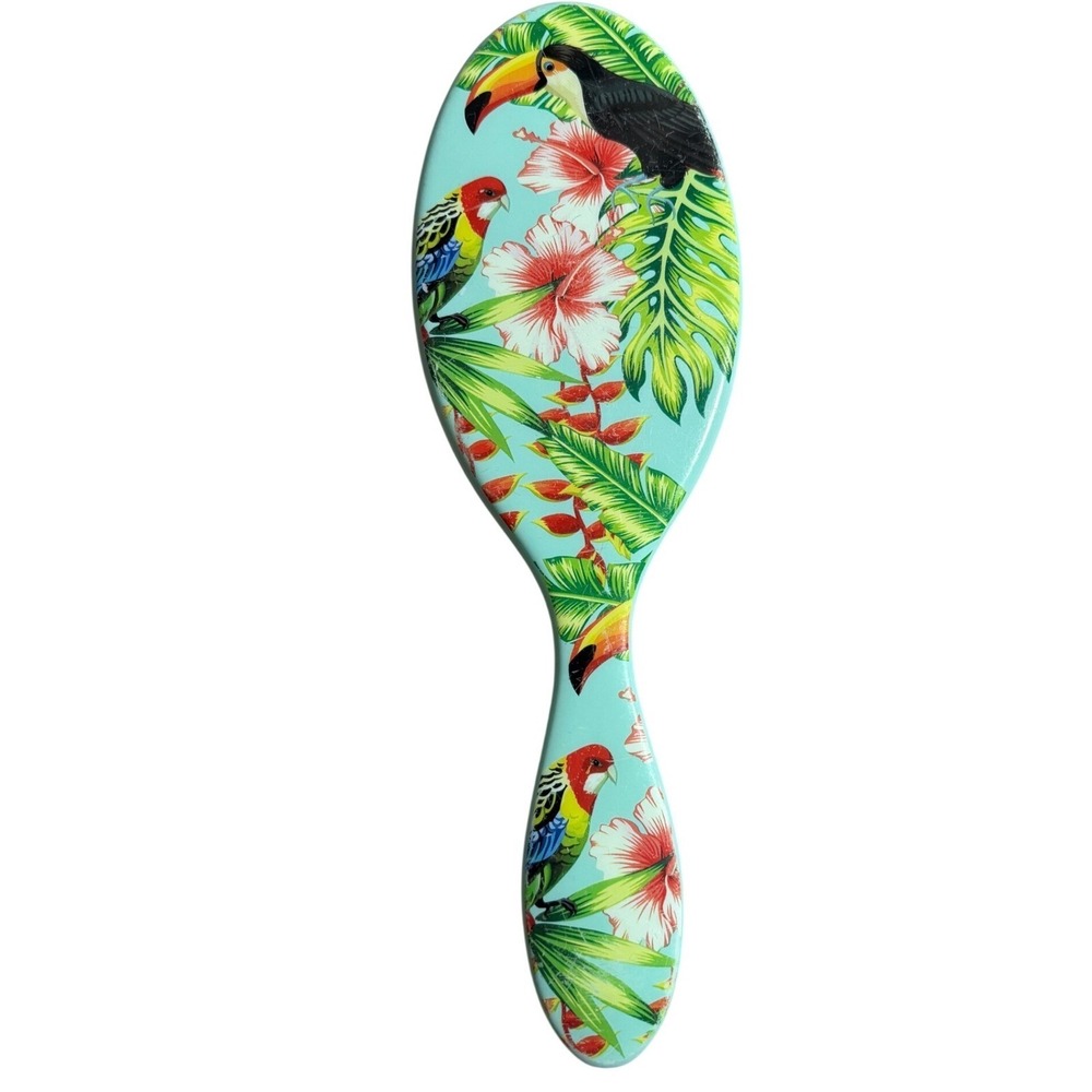 Wet Brush Original Detangler Tropical Toucan Parrot Floral Teal Hair Brush
